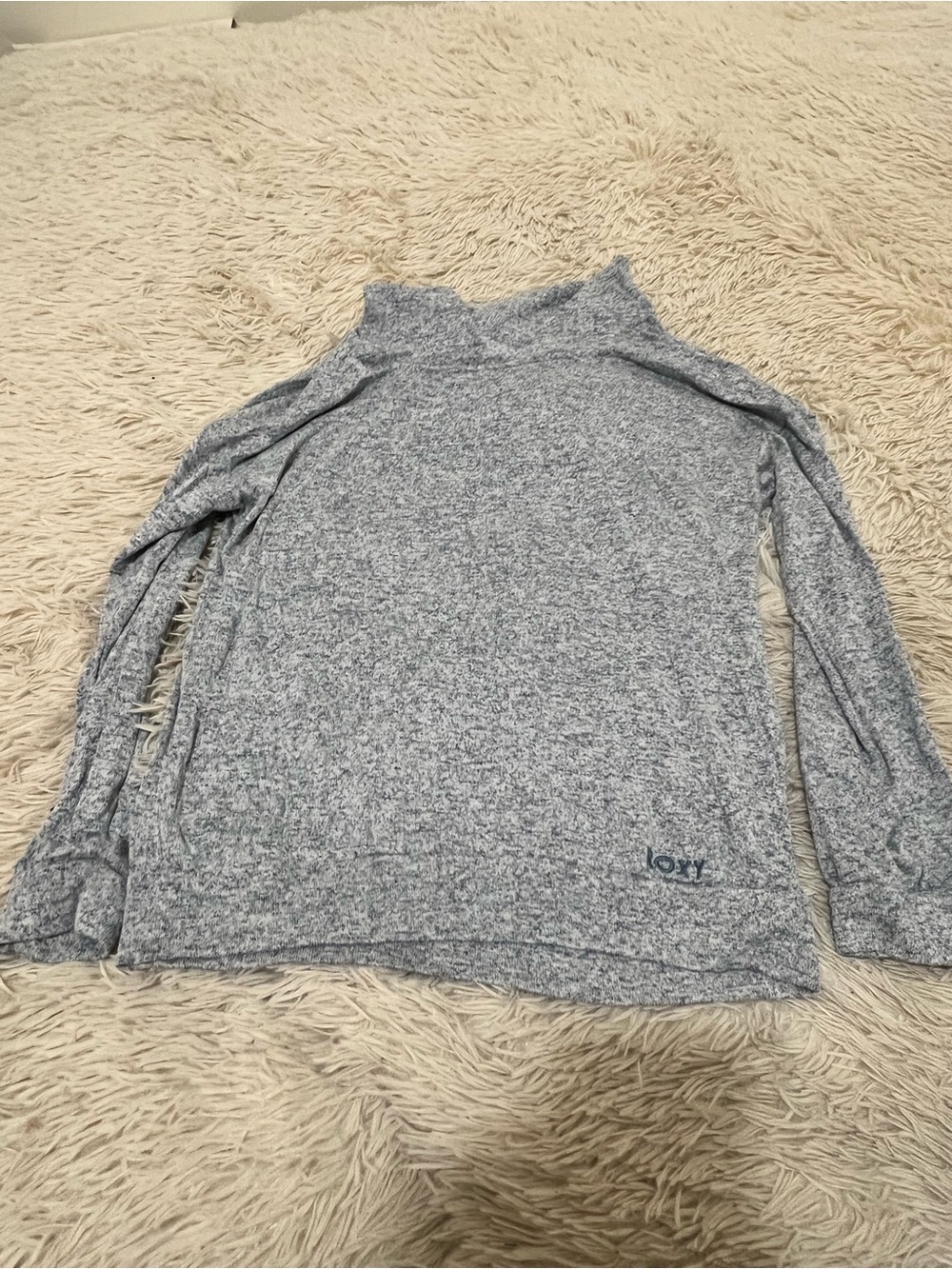 Roxy Heather Light Gray Cowl Neck Sweater